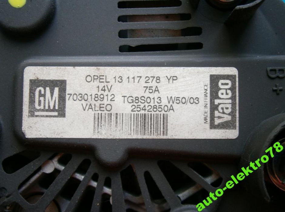 Alternator Opel AGILA COMBO CORSA C ASTRA H 1.3 CDTi - Valeo