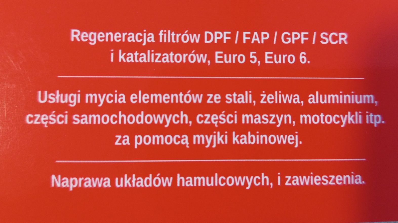 Czyszczenie , regeneracja filtrów DPF, mycie kolektorów  itp.
