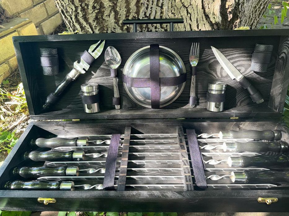 Подарочные наборы шампуров Краматорск в деревянном кейсе