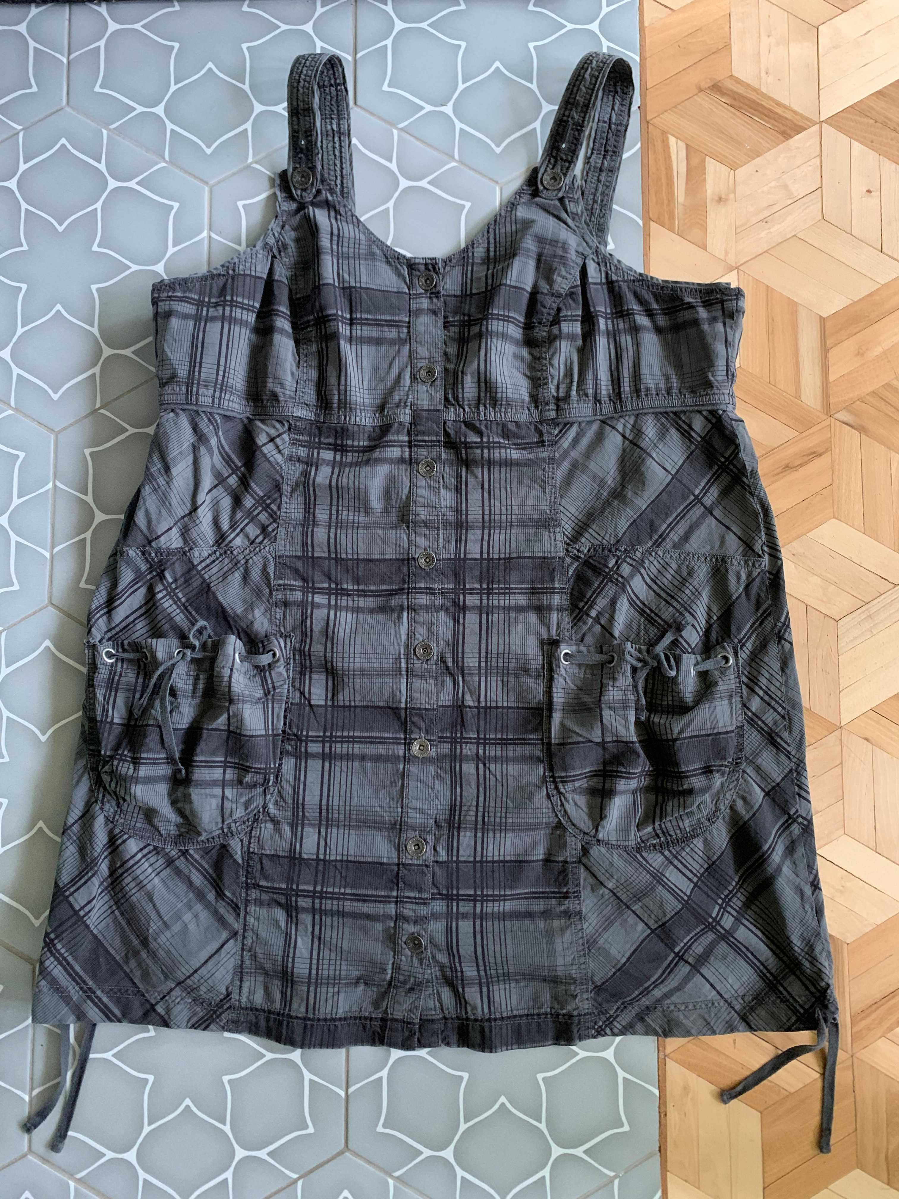 Śliczna duża sukienka princeska w szarą kratę Etam roz. 5XL 50