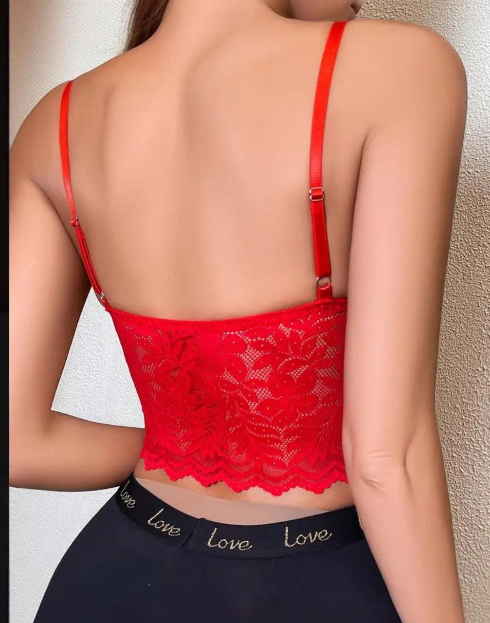 Biustonosz top sexi koronkowy czerwony 70 B