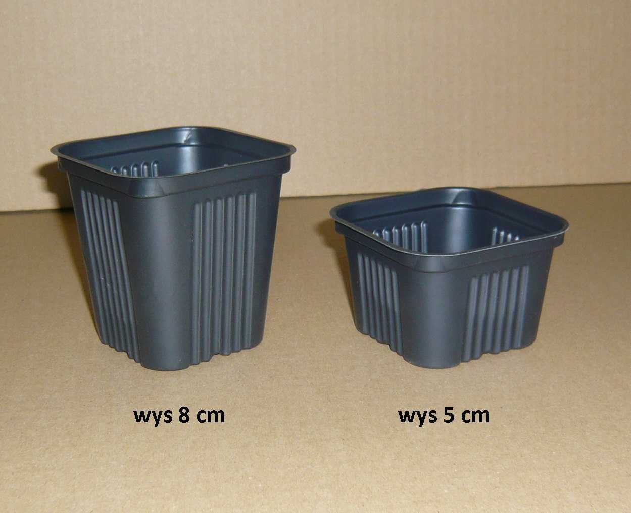 Nowe doniczki 8 kwadr. wys 5 cm (NISKIE) miękkie i + palety do napełn.