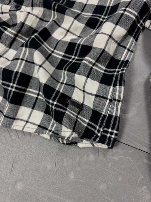Czarno biała koszula flanelowa w kratkę retro (M/L) retro drwala 90s