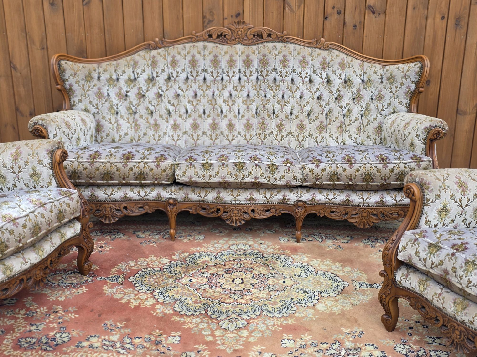 Królewski wypoczynek Ludwik sofa + 2 fotele  #1647 Stylowy Węgrów