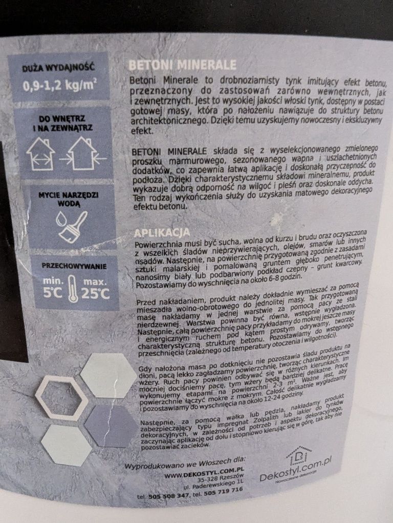 Beton tynk dekoracyjny zestaw Betoni Minerale