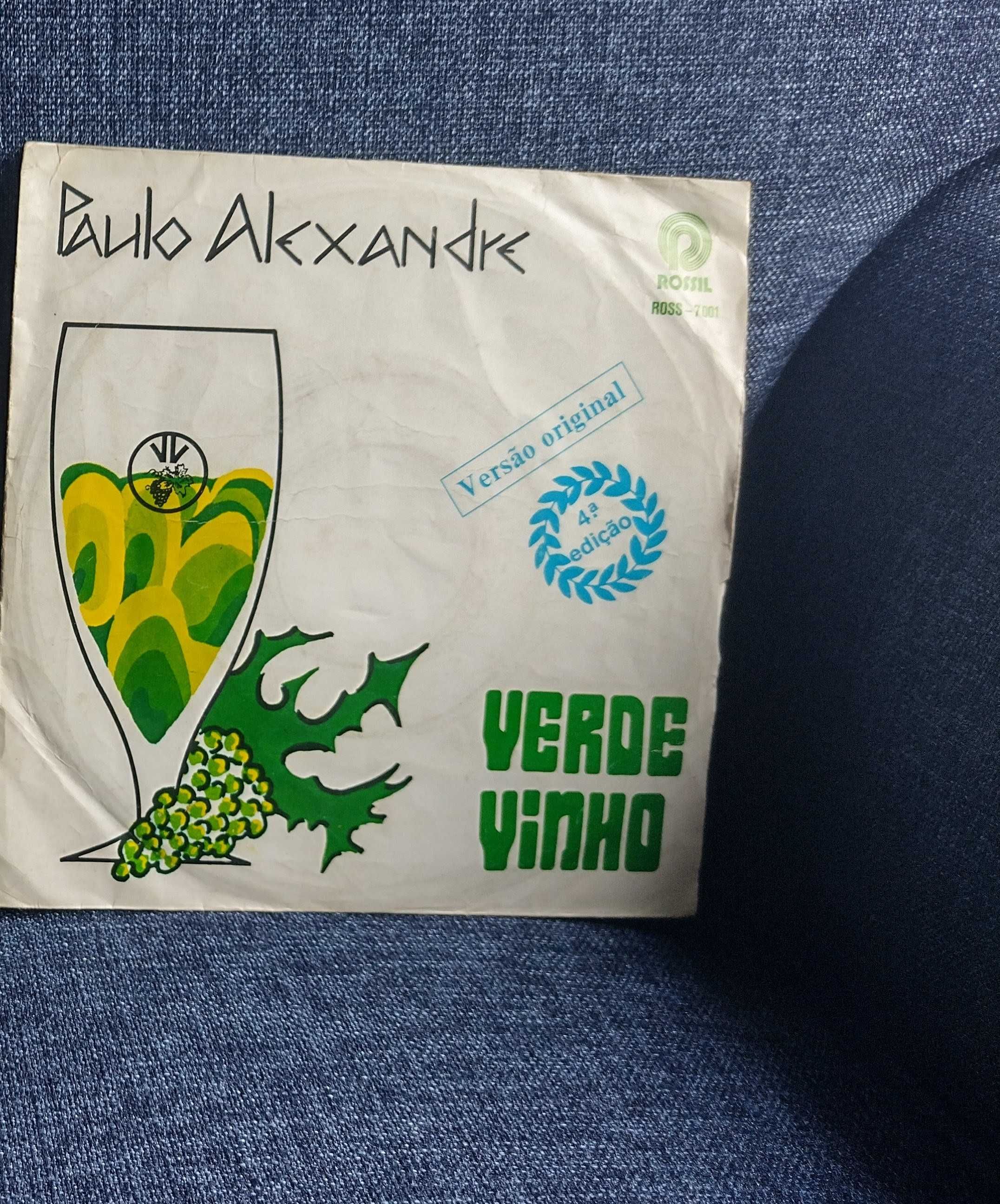 Disco vinil single Verde Vinho de Paulo Alexandre, música portuguesa