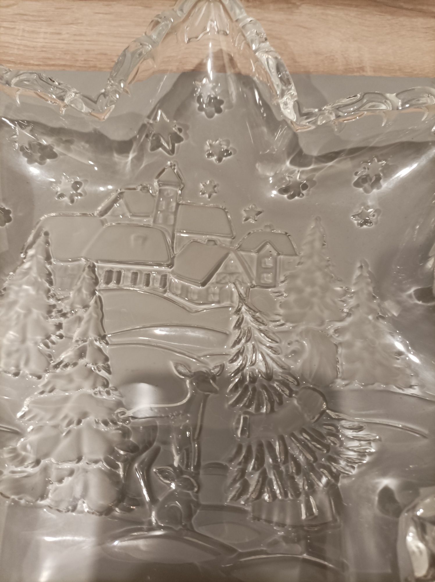 Talerz ozdobny świąteczny kryształ 32 cm