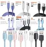 Кабель швидка зарядка Essager 50см 1м 2м USB Type C Lightning PD QC