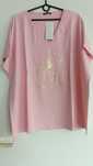 Bluzka t-shirt plus size, bawełniana, dekolt, złoty wzór, 48/50/52/54