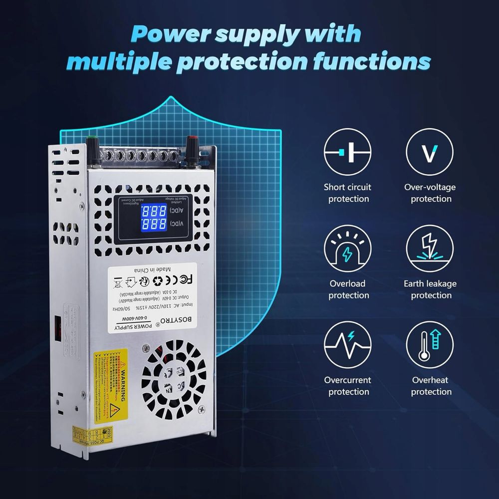 Regulowany zasilacz impulsowy AC 110V/220V na DC 0-60V, 600W