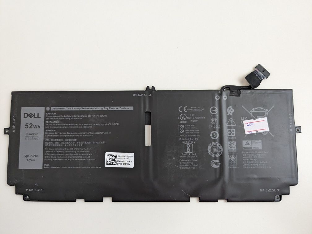 Оригінальна Батарея для ноутбука Dell 722KK XPS 13 9300 9310 Series