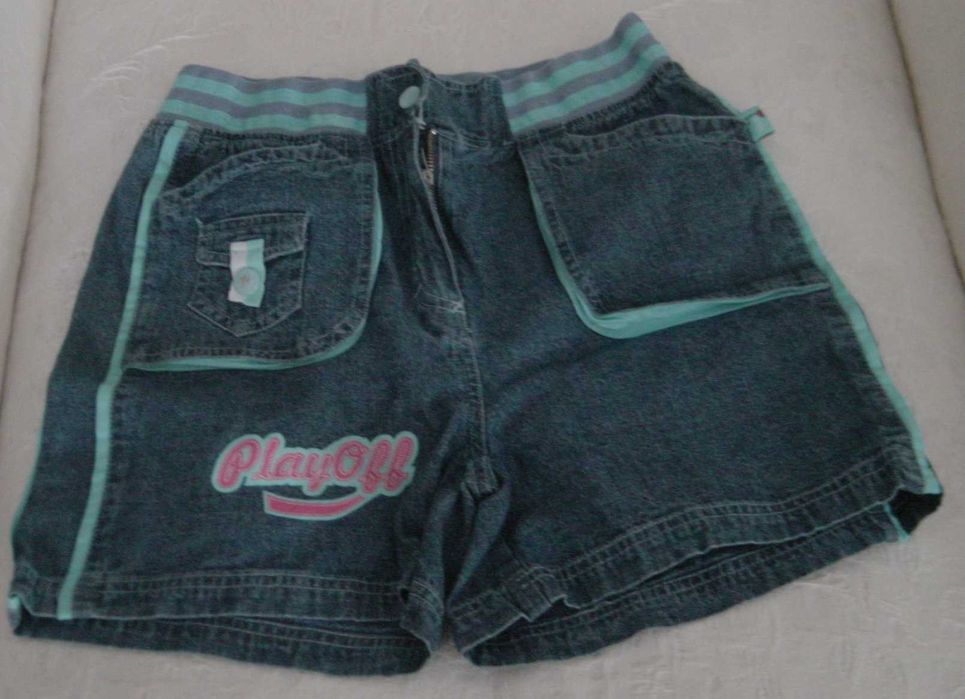 Calção Verão p/ menina 12/14 Anos: Ganga Azul c/ aplicações, da BROTES