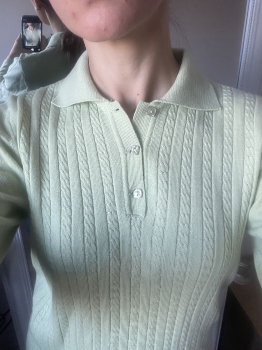 Кофта поло ніжно зелений, розмір с-м, шерсть