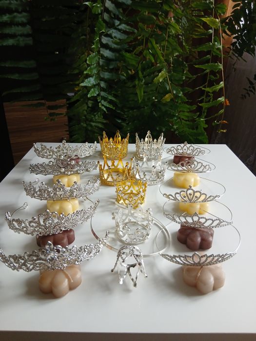 Корона на голову, на торт, діадема, топер, блискітки, свічки