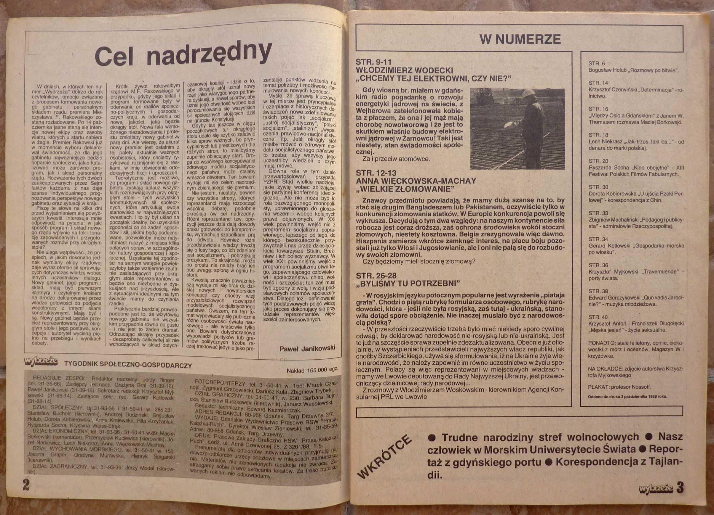 WYBRZEŻE tygodnik nr 42/1988 - plakat - PROFESOR NOSSOFF