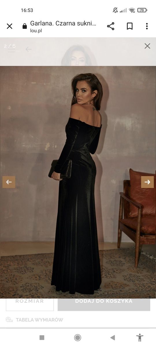 Sukienka elegancka czarna długa