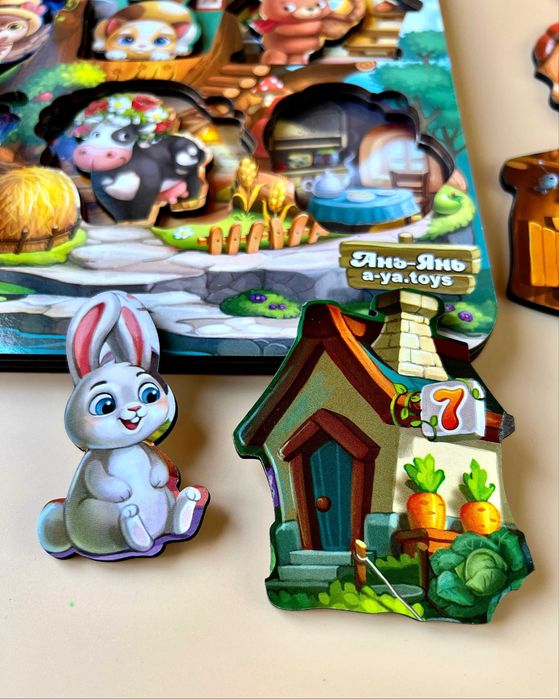 Трехслойный вкладыш "Где чей домик на дереве?"