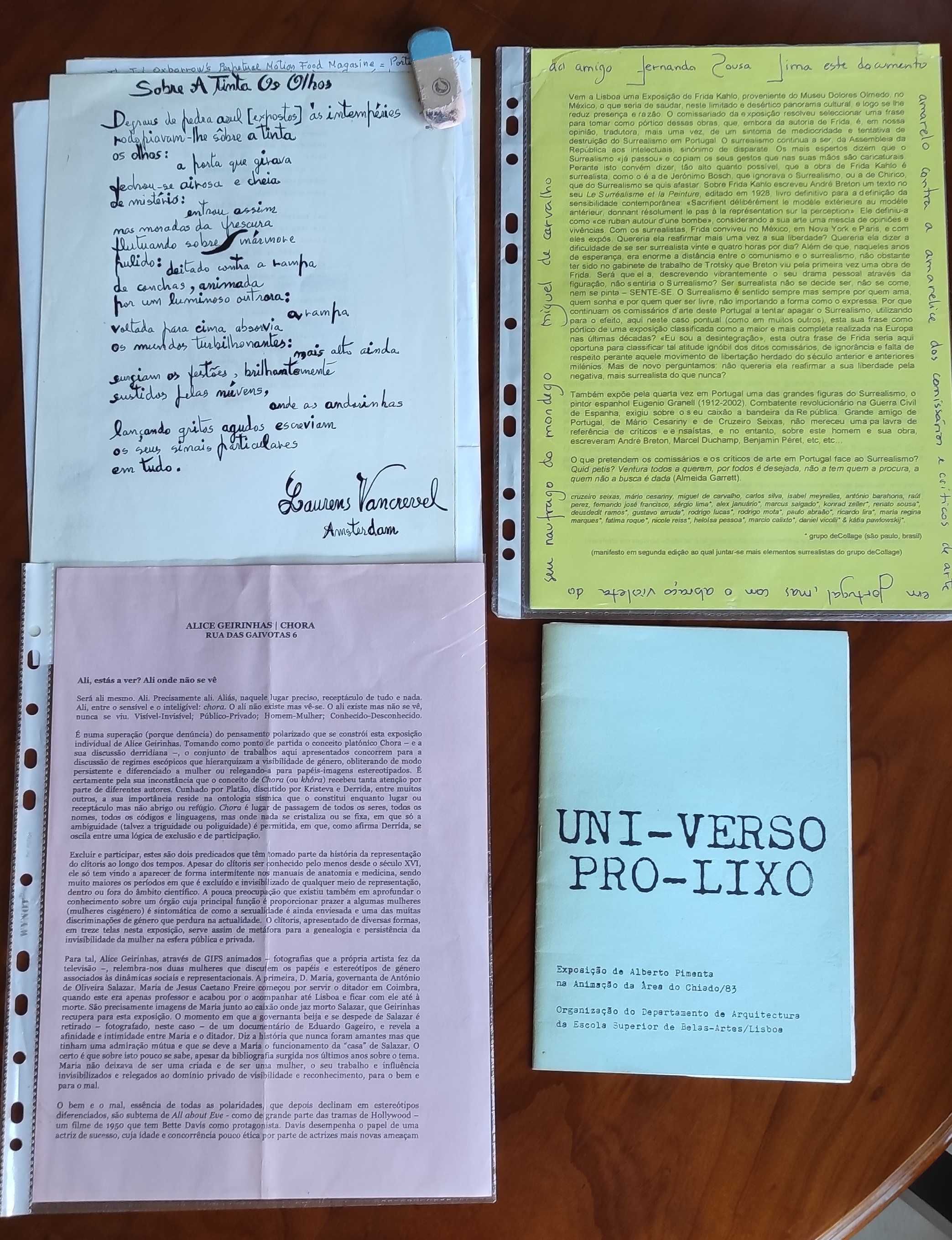 Manifestos/Plaquetes/Catálogos/Folhas Volantes