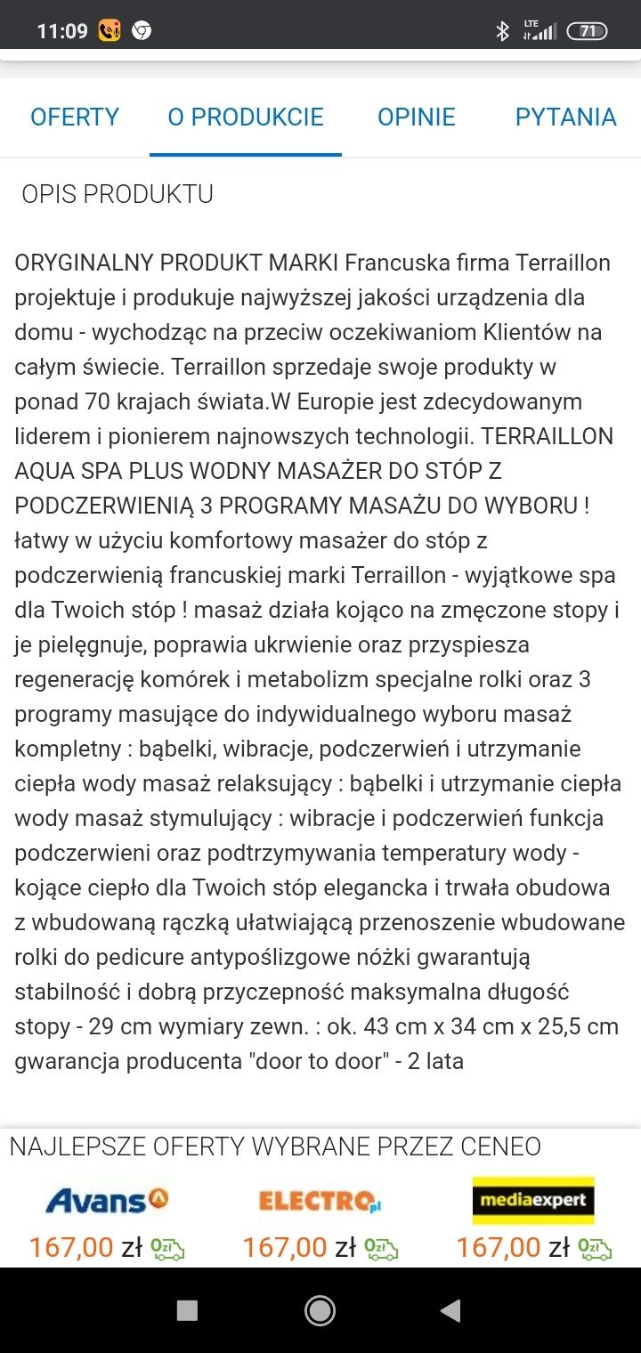 Masażer do stóp firmy Terraillon  acua spa +