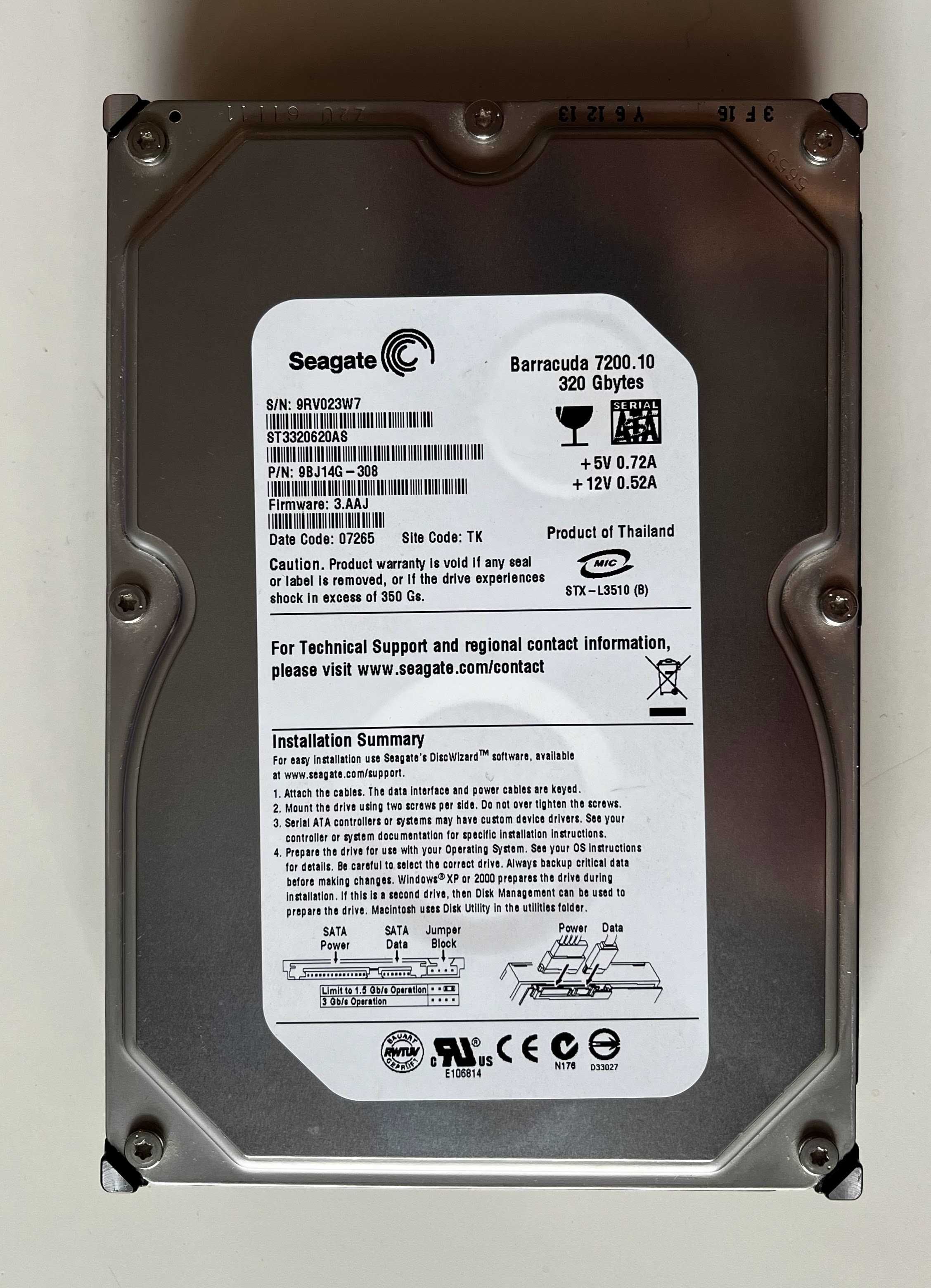 Dysk Twardy HDD SATA Seagate Barracuda 7200.10 320GB