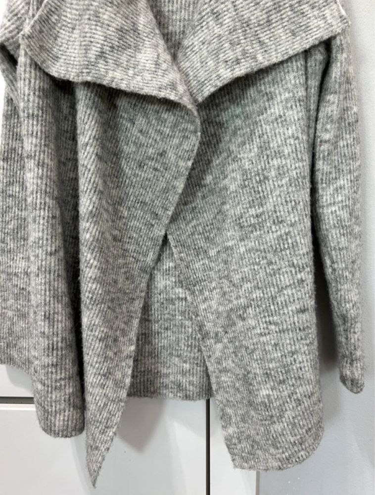 Sweter sweterek kardigan szary melanżowy waterfall reserved s oversize