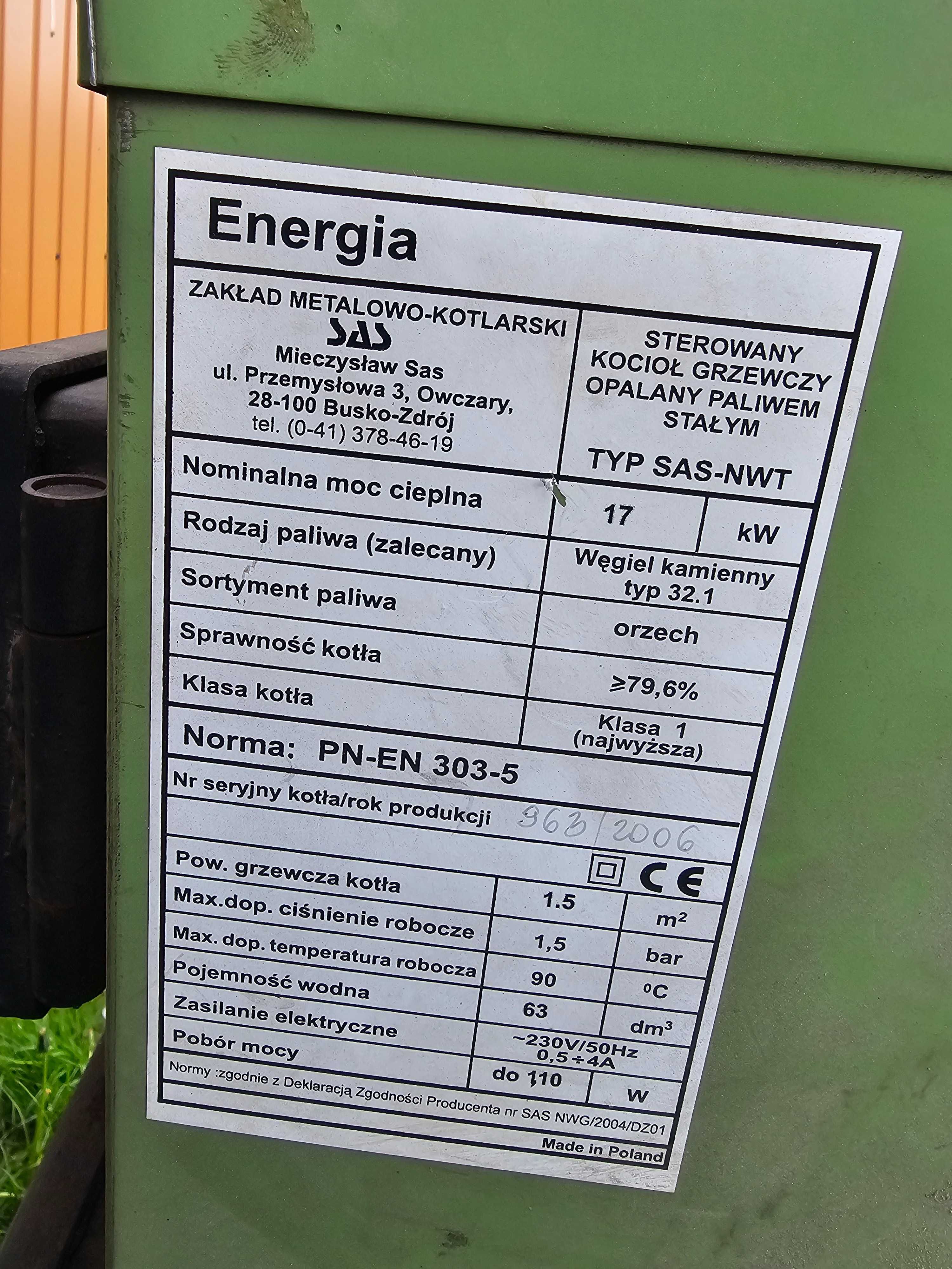 części do pieca SAS 17 kW może być dla ozdoby