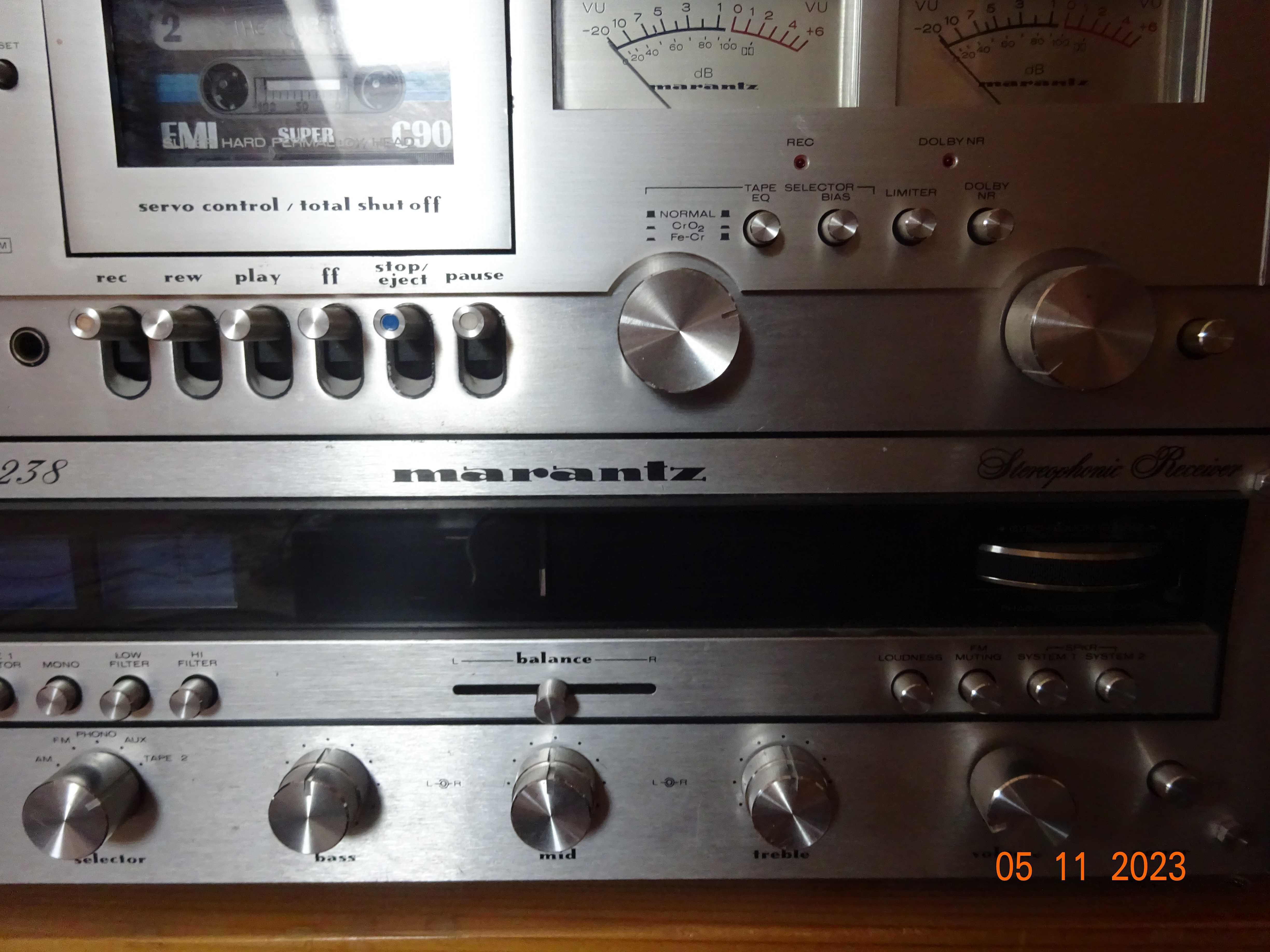 Amplituner Marantz 2238, lata 70, po wymianie kondensatorów