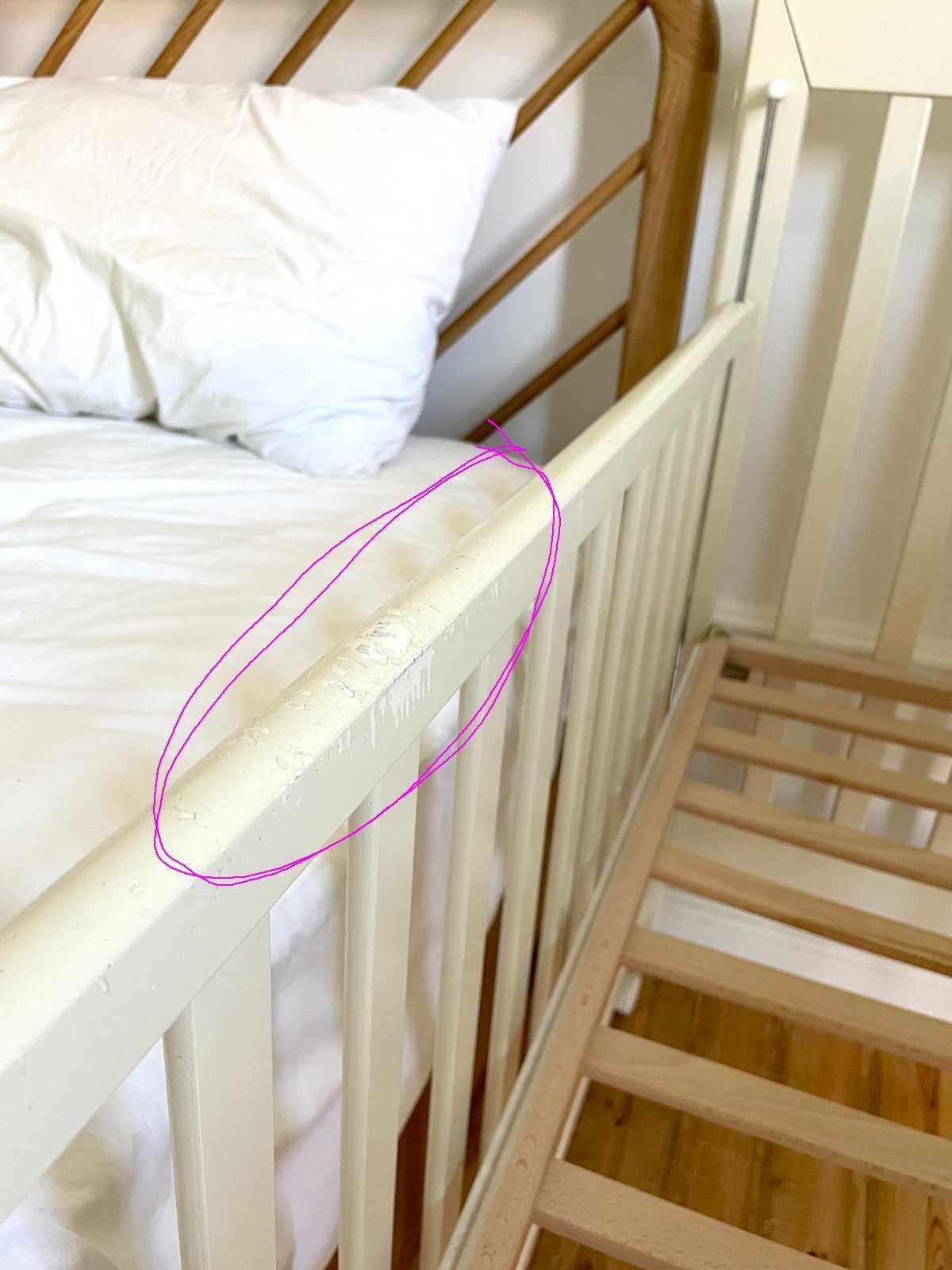 Berço, Cama de grades Madeira branca com Colchão + Protetor de Berço