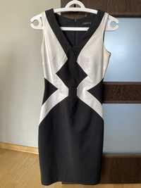 czarno biała dopasowana sukienka Mohito