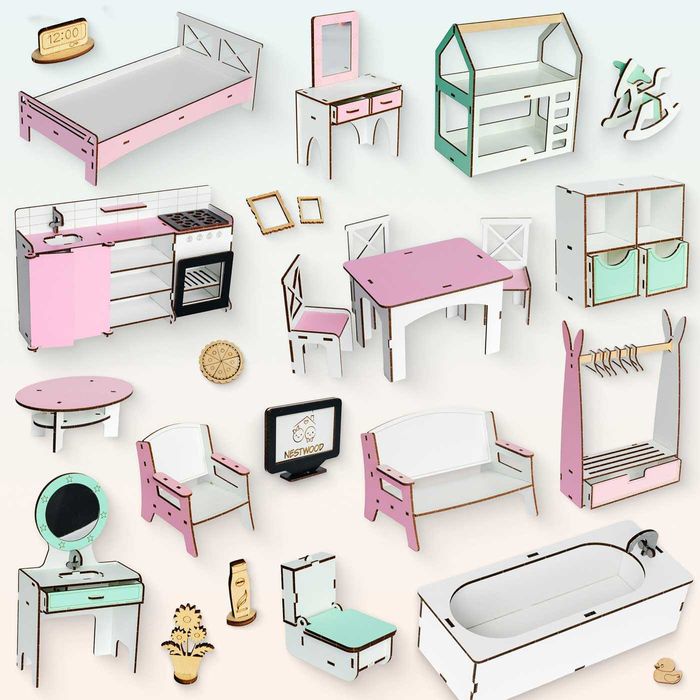 Меблі для ляльок Барбі Великий набір мебель для кукол Будинок Барбі