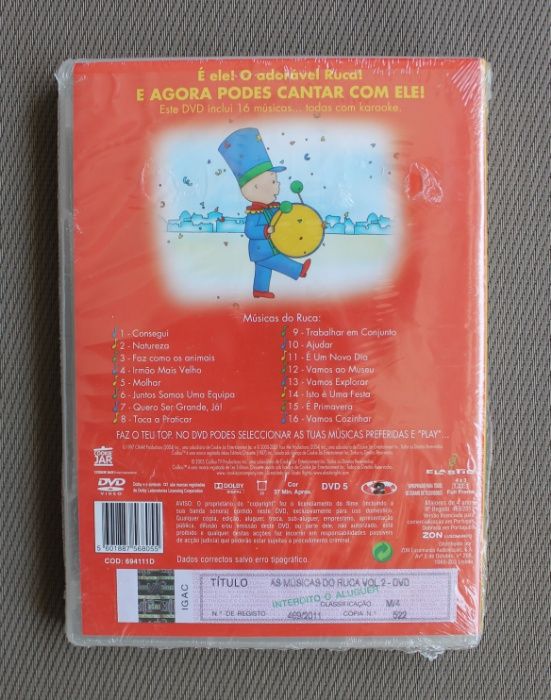 DVD As músicas do Ruca - volume 2 (16 músicas karaoke) NOVO E SELADO