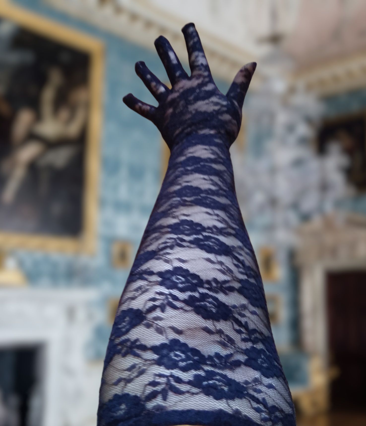 Długie koronkowe rękawiczki z palcami czarne y2k gothic alternative