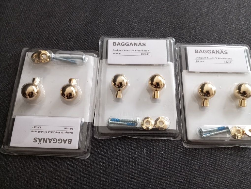 6 conjuntos de 2 puxadores Bagganas IKEA, Novos  
dourada