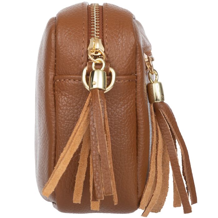 VERA PELLE torebka damska skórzana listonoszka z paskiem V491 brązowa