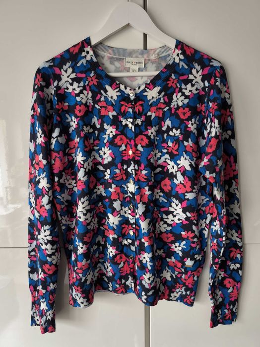 Kolorowy lekki sweter rozpinany z wiskozy Holly & Whyte rozmiar L