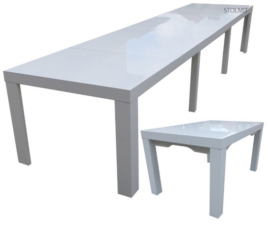 Stół biały rozkładany do 320cm - duży wymiar, 4 wkłady - 8 nóg