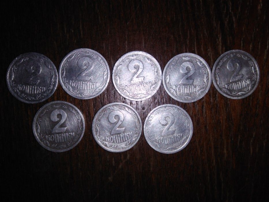 Монеты Украины. 2 копейки. Алюминий. 1993 и 1994 гг.