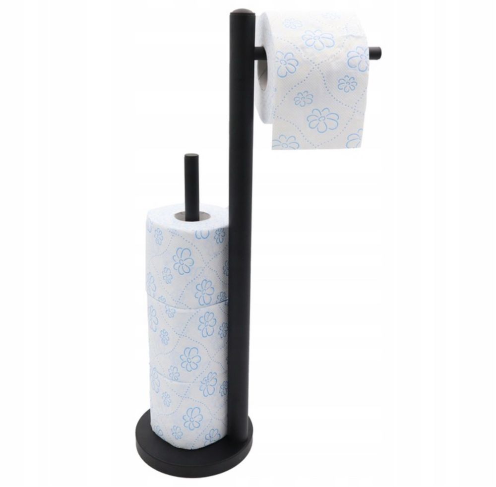 Uchwyt na papier toaletowy do WC 51cm stojak metalowy hit czarny