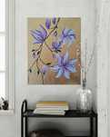Obraz na płótnie malowany akrylami Złota magnolia kwiaty prezent 24x30