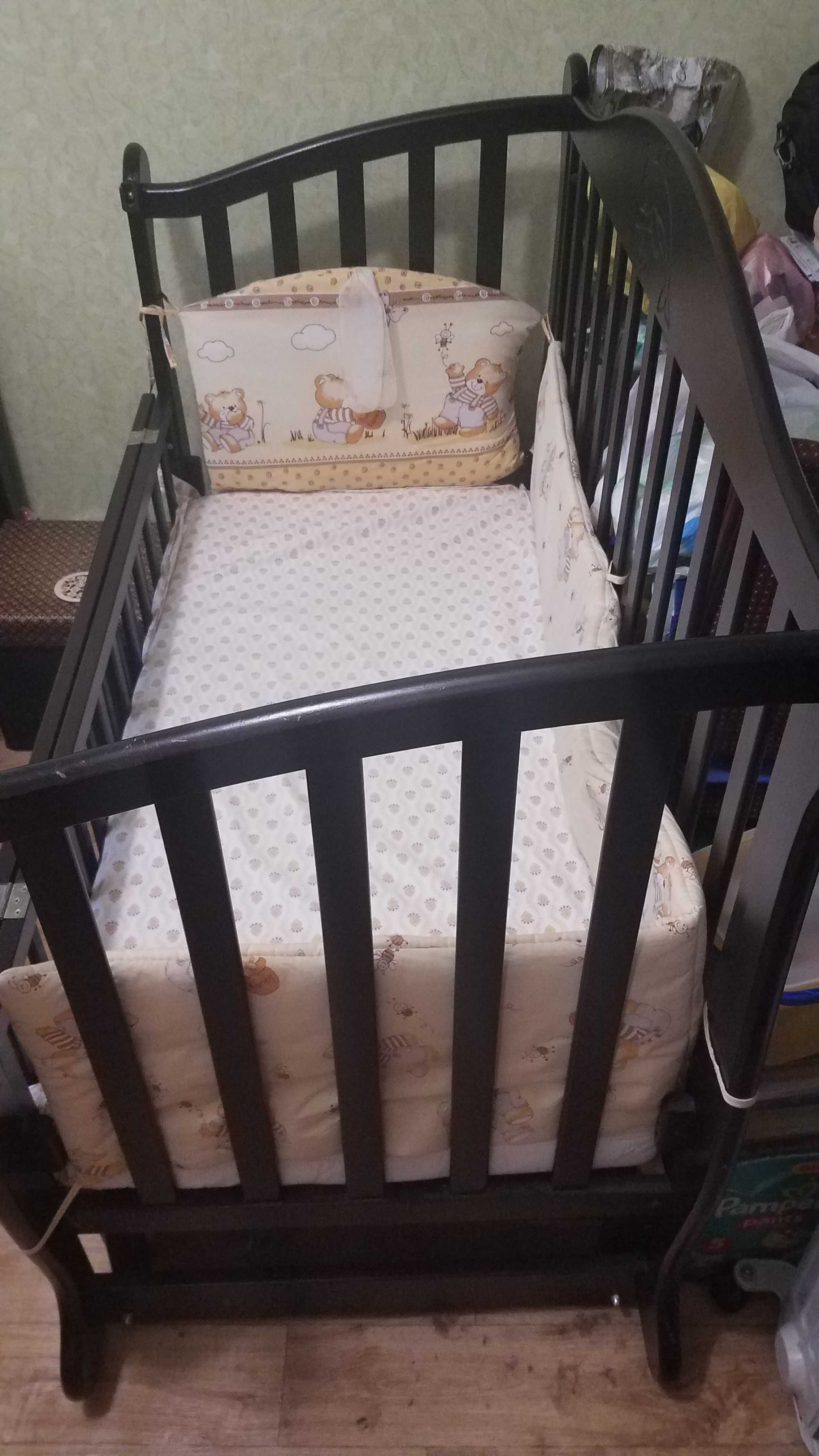 Дитяче ліжко Дельфін (Деревина-Бук) з шухлядою та Матрац кокосовий.