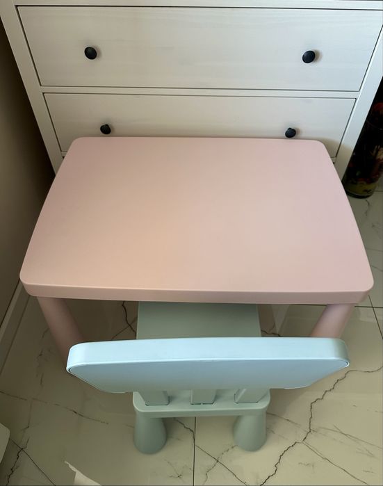 Różowy stolik + krzesełko Ikea Mammut