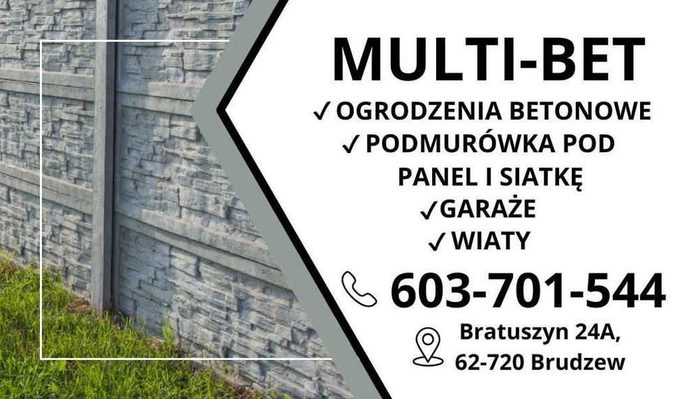 Przęsło betonowe, ogrodzenie betonowe, płot betonowy