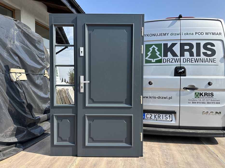 Drzwi zewnętrzne drewniane z doświetlem Cała Polska Na Wymiar