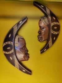 Casal Rostos faces africanas angolanas figuras meia lua