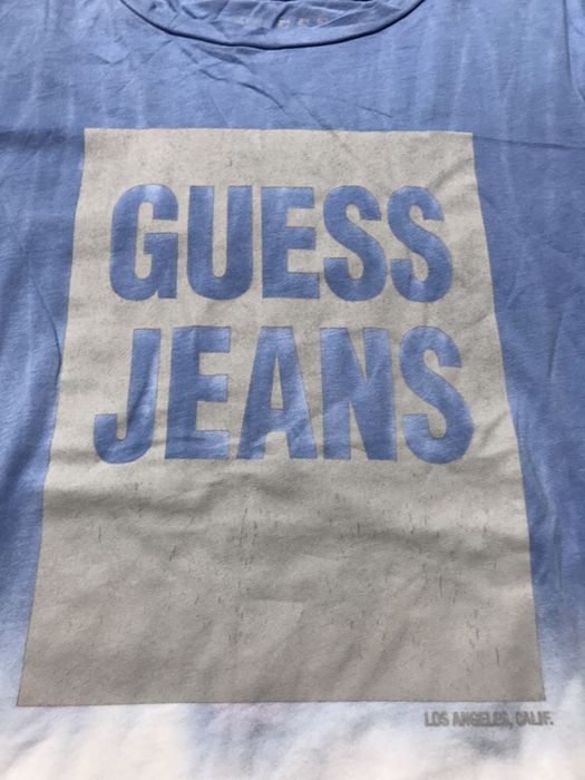 Guess śliczna koszulka Tshirt błękitno biała