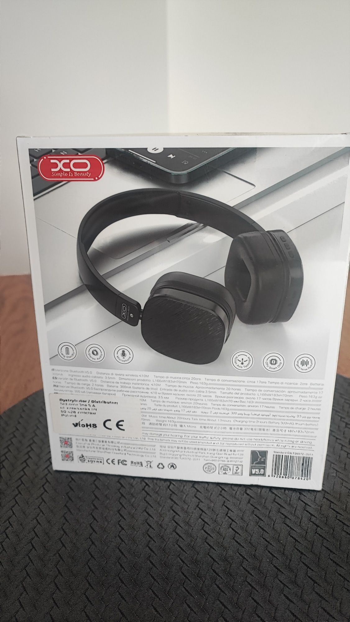 XO Słuchawki bluetooth BE23 czarne nauszne