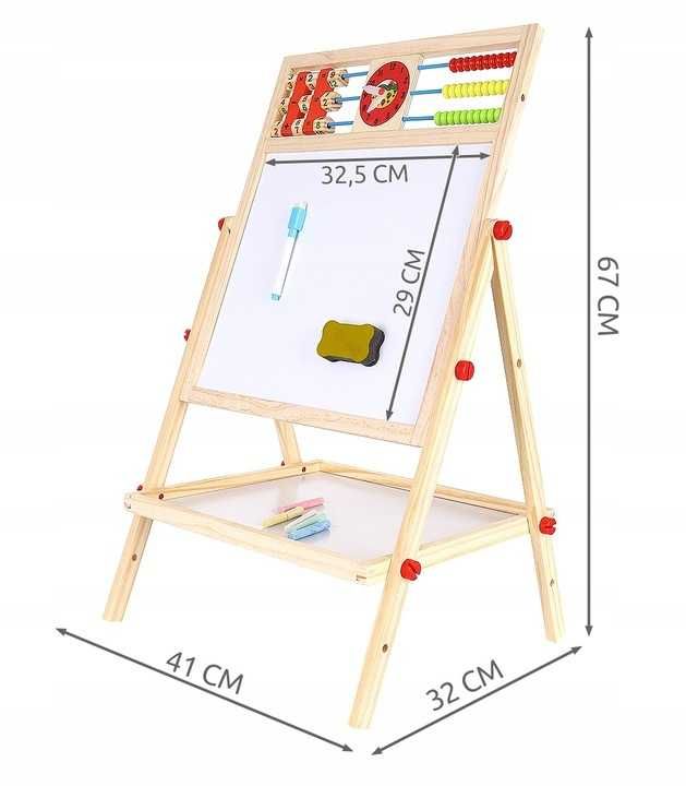 OKAZJA Dwustronna drewniana tablica magnetyczna/kredowa + GRATIS