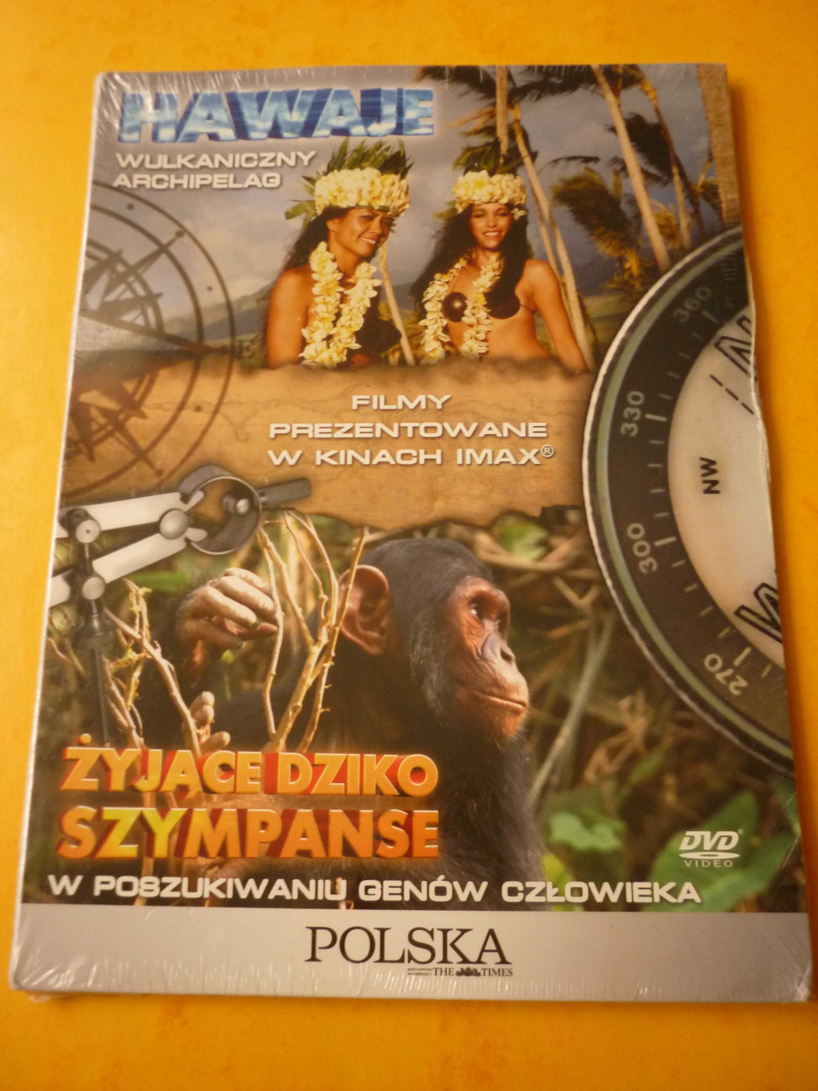 Płyta DVD 2 filmy: "Hawaje" i "Żyjące Dziko Szympanse" (nowa, w folii)