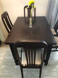 Stół secesyjny komplet + 6 krzeseł drewniany antyk