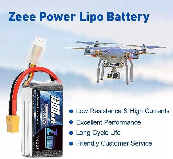 2 X Bateria Lipo Zeee 3S 1300mAh 11.1V 120C RC Bateria z XT60 [2359]